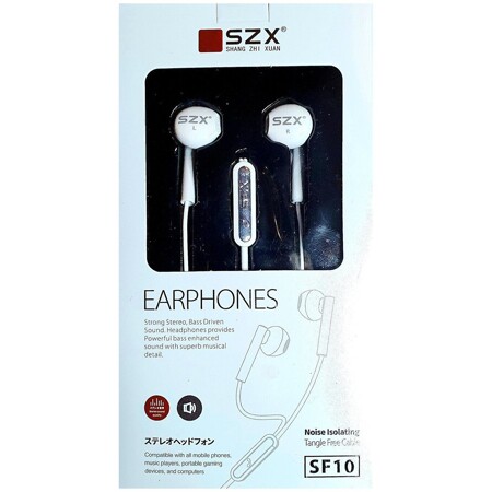 SZX SF10 EARPHONES 3.5 белые: характеристики и цены
