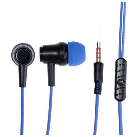 Наушники Krutoff HF-X61, вакуумные, микрофон, 106 дБ, 16 Ом, 3.5 мм, 1 м, синие: характеристики и цены