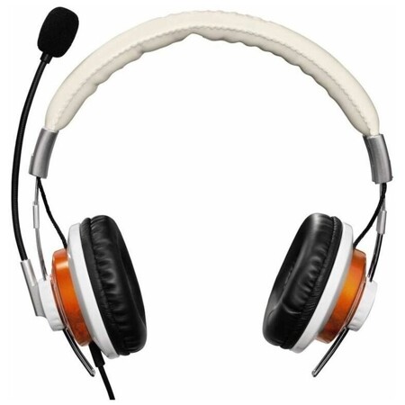 Hama HS-320 с микрофоном, белый/золотистый 2м накладные оголовье: характеристики и цены