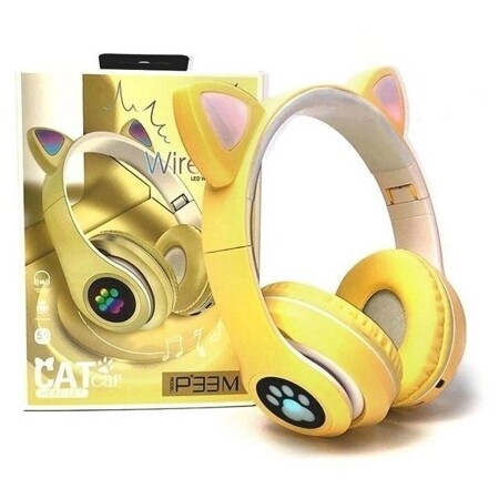 Беспроводные наушники Cat ear P33M со светящимися ушками и лапками кошки (bluetooth+microSD+FM): характеристики и цены