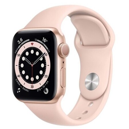 Apple Watch Series 6 GPS 44мм Aluminum Case with Sport Band, золотистый/розовый песок: характеристики и цены
