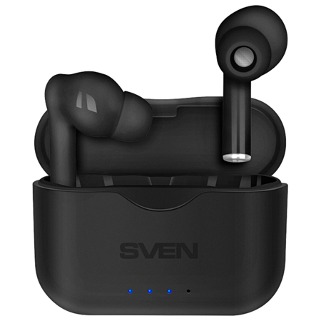 Sven E-702BT беспроводные, вкладыши, с микрофоном, TWS, Bluetooth, чёрный: характеристики и цены
