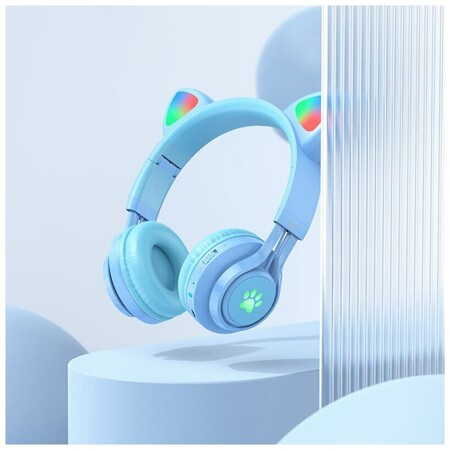 Наушники Headset Way To Teach kt 43/Наушники беспроводные Bluetooth CAT EAR/розово-голубой: характеристики и цены
