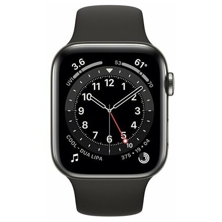 Apple Watch Series 6 GPS + Cellular 44мм Stainless Steel Case with Sport Band, графит/черный: характеристики и цены