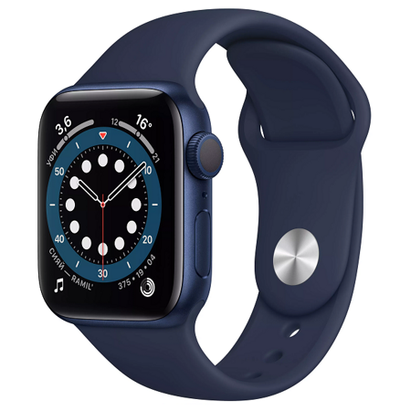 Apple Watch Series 6 GPS 40mm Aluminum Case with Sport Band Blue/Deep Navy (LL): характеристики и цены