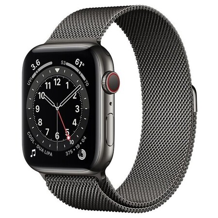 Apple Watch Series 6 GPS+Cellular 44mm Graphite Stainless Steel Case with Graphite Milanese Loop: характеристики и цены