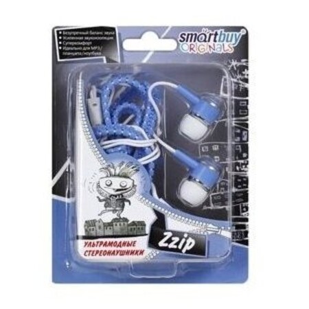 Smartbuy Внутриканальные стерео наушники SmartBuy® ZZIP с проводом в виде молнии синие SBE-4700: характеристики и цены