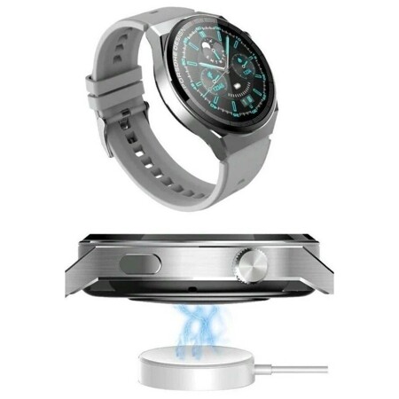 Умные круглые часы премиум качества ALWAYS IN TOUCH /Функция Bluetooth/Беспроводная зарядка/Часы наручные мужские и женские / Серые: характеристики и цены