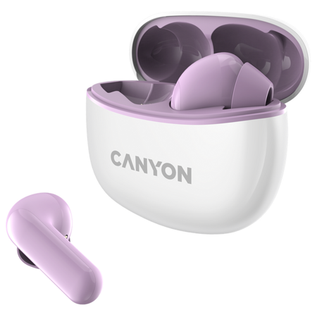 Canyon CNS-TWS5PU беспроводные, вкладыши, с микрофоном, TWS, Bluetooth, фиолетовый: характеристики и цены