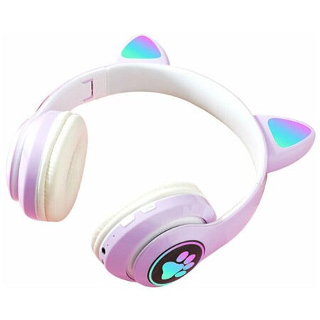 Cute Cat Ear Bluetooth Headphone Kid с микрофонной гарнитурой для телефона (фиолетовый): характеристики и цены