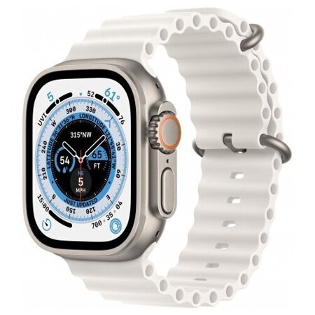 Apple Watch Ultra GPS + Cellular, 49 мм, корпус из титана, ремешок Ocean белого цвета: характеристики и цены